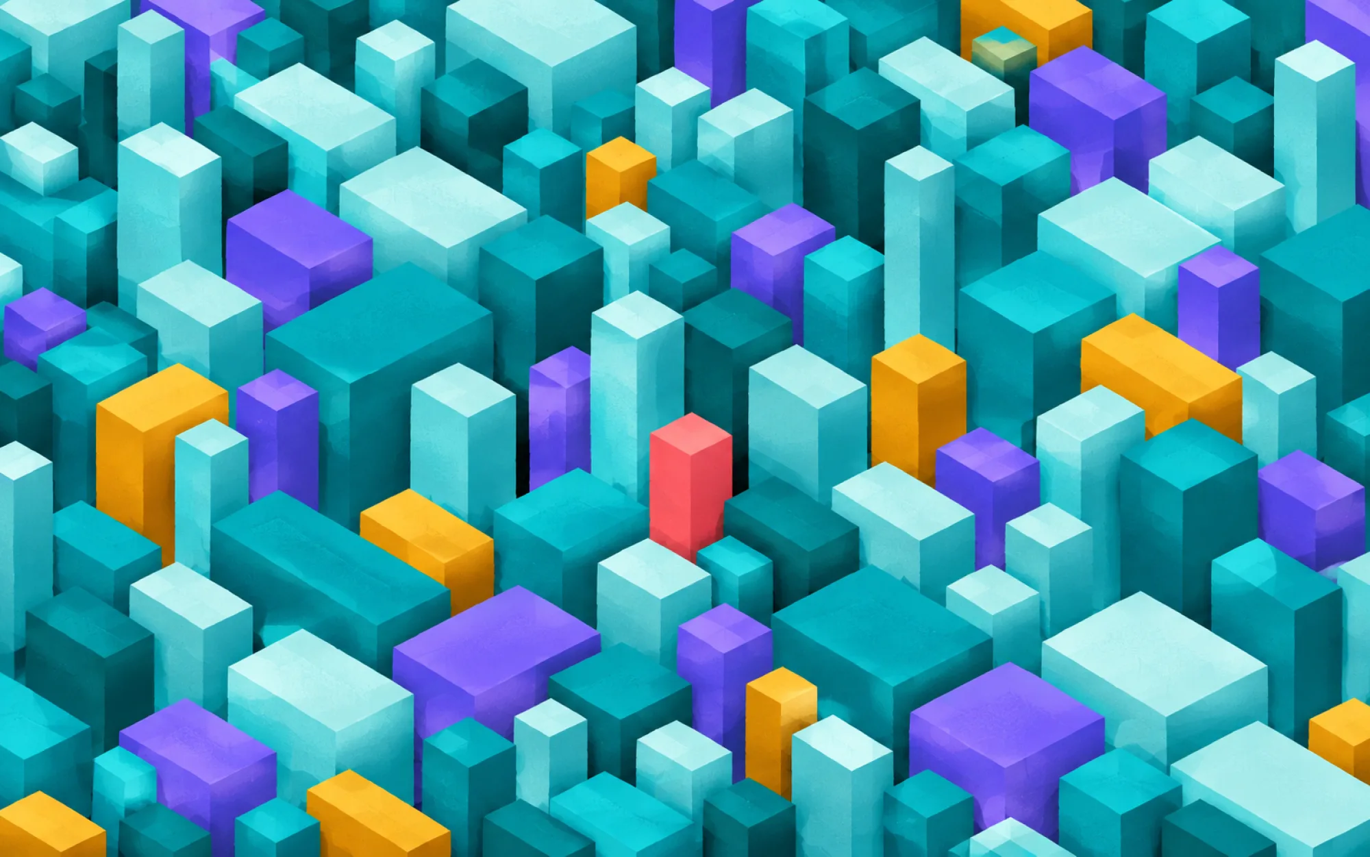 An isometric field of blocks, each one a page being prioritised.